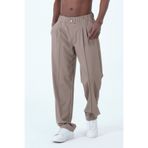 RELAXL Battal Boy Uzun Geniş Paça Çımalı Vizon Renk Baggy Pantolon