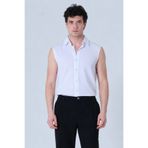 RELAXL Yazlık Kolsuz Erkek Beyaz Gömlek %100 Pamuk Hafif Kumaş 2XS-10XL