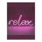 RELAXPEMBE001 Relax Yazılı Dekoratif Neon Led Tablo - Pembe - 39X18Cm- Tamamen El Işçiliği - Dilaneon -