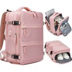 Relaxus Pembe Su Geçirmez 30L Seyahat Sırt Çantası - 16" Laptop Bölmesi ve USB Şarj Girişi ile