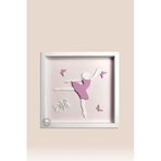 Releve Balerin Temalı Katmanlı Mdf - Çocuk ve Bebek Odası Duvar Tablosu 33x33x2.5 Cm