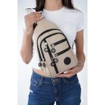Reliance Unisex Siyah Çapraz Askılı Çanta Göğüs Çanta Çok Bölmeli Günlük Omuz Çanta Bodybag - Krem
