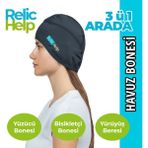 Relic Help RelicHelp Havuz Bonesi, Yüzücü Bonesi, Bisikletçi Beresi, Kask Beresi, Yürüyüş Başlığı, Dayanıklı Bone - Standart - Antrasit