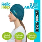 Relic Help RelicHelp Havuz Bonesi, Yüzücü Bonesi, Bisikletçi Beresi, Kask Beresi, Yürüyüş Başlığı, Dayanıklı Bone - Standart - Petrol Yeşili