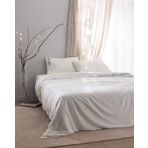 Relief King Size %100 Pamuk Bağlamalı Nevresim Takımı - Ekru/Lacivert