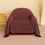 Rell Home Pamuklu Dokulu Ekru Koltuk Şalı 170X220 cm – Saçaklı Tv Battaniyesi & Dekoratif Koltuk Örtüsü - 170 x 170 cm - Bordo