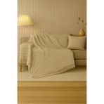 Rell Home Pamuklu Dokulu Ekru Koltuk Şalı 170X220 cm – Saçaklı Tv Battaniyesi & Dekoratif Koltuk Örtüsü - 170 x 220 cm - Açık Bej
