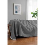 Rell Home Pamuklu Dokulu Ekru Koltuk Şalı 170X220 cm – Saçaklı Tv Battaniyesi & Dekoratif Koltuk Örtüsü - 170 x 220 cm - Gri