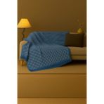 Rell Home Pamuklu Dokulu Ekru Koltuk Şalı 170X220 cm – Saçaklı Tv Battaniyesi & Dekoratif Koltuk Örtüsü - 170 x 220 cm - Mavi - Antrasit