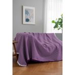 Rell Home Pamuklu Dokulu Ekru Koltuk Şalı 170X220 cm – Saçaklı Tv Battaniyesi & Dekoratif Koltuk Örtüsü - 170 x 220 cm - Mor