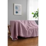 Rell Home Pamuklu Dokulu Ekru Koltuk Şalı 170X220 cm – Saçaklı Tv Battaniyesi & Dekoratif Koltuk Örtüsü - 170 x 220 cm - Toz Pembe