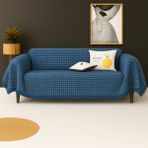Rell Home Pamuklu Dokulu Ekru Koltuk Şalı 170X220 cm – Saçaklı Tv Battaniyesi & Dekoratif Koltuk Örtüsü - 170 x 350 cm - Lacivert