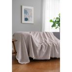 Rell Home Pamuklu Dokulu Koltuk Şalı 170X220 cm – Saçaklı Tv Battaniyesi & Dekoratif Koltuk Örtüsü - 170 x 220 cm - Açık Bej