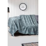 Rell Home Pamuklu Dokulu Koltuk Şalı 170X220 cm – Saçaklı Tv Battaniyesi & Dekoratif Koltuk Örtüsü - 170 x 220 cm - Bebe Mavisi