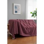 Rell Home Pamuklu Dokulu Koltuk Şalı 170X220 cm – Saçaklı Tv Battaniyesi & Dekoratif Koltuk Örtüsü - 170 x 220 cm - Bordo