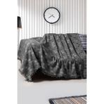 Rell Home Pamuklu Dokulu Koltuk Şalı 170X220 cm – Saçaklı Tv Battaniyesi & Dekoratif Koltuk Örtüsü - 170 x 220 cm - Siyah
