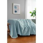 Rell Home Pamuklu Dokulu Koltuk Şalı 170X220 cm – Saçaklı Tv Battaniyesi & Dekoratif Koltuk Örtüsü - 170 x 300 cm - Bebe Mavisi