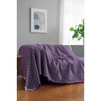 Rell Home Pamuklu Dokulu Koltuk Şalı 170X220 cm – Saçaklı Tv Battaniyesi & Dekoratif Koltuk Örtüsü - 170 x 350 cm - Mor