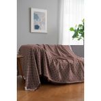 Rell Home Pamuklu Dokulu Koltuk Şalı 170X220 cm – Saçaklı Tv Battaniyesi & Dekoratif Koltuk Örtüsü - 170 x 350 cm - Sütlü Kahve