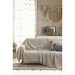 Rell Home Pamuklu Saçaklı Koltuk Örtüsü Çok Amaçlı Örtü | Koltuk Şalı | Çekyat Örtüsü 170X220 cm - 170 x 220 cm - Bej