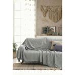 Rell Home Pamuklu Saçaklı Koltuk Örtüsü Çok Amaçlı Örtü | Koltuk Şalı | Çekyat Örtüsü 170X220 cm - 170 x 220 cm - Gri