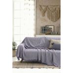 Rell Home Pamuklu Saçaklı Koltuk Örtüsü Çok Amaçlı Örtü | Koltuk Şalı | Çekyat Örtüsü 170X220 cm - 170 x 220 cm - Lila