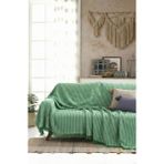 Rell Home Pamuklu Saçaklı Koltuk Örtüsü Çok Amaçlı Örtü | Koltuk Şalı | Çekyat Örtüsü 170X220 cm - 170 x 220 cm - Yeşil