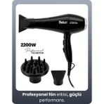 Relux RHD2200 Saç Kurutma Makinesi 2200 W Profesyonel Ac Motor, Vigo Başlık - Siyah