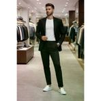 REMA STİL rm0058 İtalyan Kesim Takım Elbise Krem Spor İpli - Slım Fıt