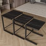 Remaks Bronte Metal 3'lü Siyah Mermer Zigon Sehpa