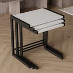 Remaks Bronte Metal Beyaz 3'lü Zigon Sehpa