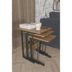 Remaks IRONA METAL AYAKLI 3LÜ ZİGON SEHPA TAKIMI-CEVİZ