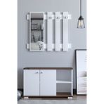 Remaks Plus Aynalı Vestiyer Ayakkabılık Portmanto ve Duvar Askısı - Ceviz / Beyaz