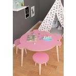 Remaks Yuvarlak Yaz Sil Yüzey Çocuk Masa Sandalye Takımı 1 Aktivite Oyun Masası 3 Sandalye - Pembe