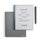 reMarkable Essentials Paketi – Gri | reMarkable 2 Kağıt Tablet | Siyah ve Beyaz 10,3 inç Yazı Tableti, Marker Plus Silgili Kalem, Gri Dokuma Kitap Folyosu Kapağı