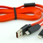 Remax Sametime Kırmızı İphone Lightning ve Samsung Micro Usb kablo