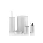 Rembox 5'li Banyo Seti 5 Lt Çöp Kovası Tuvalet Fırçası Lavabo Takımı Sabunluk Diş Fırçalık Banyo Takımı