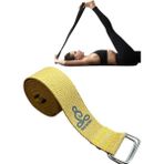 Remege Yoga Kemeri - Yoga Kayışı - Yoga Germe Kayışı - Yoga Baskılı Yoga Kemeri 180 cm Çift Halkalı - Hardal Sarısı