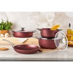 Remetta Granite Delux Kırmızı 7 Parça Tencere Seti
