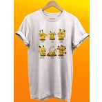 Remonz Pikachu Duygu Durumları Baskılı %100 Pamuk Basic T-Shirt Normal Beden Tişört