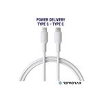REMORAX Coral Type C-c, 150 Cm, 60 Watt Power Delivery Hızlı Şarj Kablosu, Beyaz/beyaz
