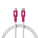REMORAX Coral Type C-C Power Delivery Hızlı Şarj Kablosu, Beyaz Kablo, Beyaz/Fuşya Uçlar (150 CM)