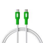 REMORAX Coral Type C-C Power Delivery Hızlı Şarj Kablosu, Beyaz Kablo, Beyaz/Yeşil Uçlar (120 CM)