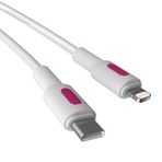 REMORAX Coral Type C-Lightning 27Watt PD Hızlı Şarj Kablosu (Beyaz + Fuşya/Beyaz Uç) (150 CM)