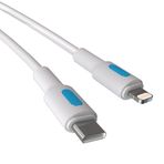 REMORAX Coral Type C-Lightning 27Watt PD Hızlı Şarj Kablosu (Beyaz + Mavi/Beyaz Uç) (120 CM)