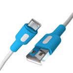 REMORAX Coral USB A-C Hızlı Şarj Kablosu (Beyaz + Beyaz/Mavi Uç) (150 CM)