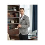 Remos Erkek Siyah Kazayağı Desenli Esneyen Kumaş Mono Yaka Spor Blazer Ceket Siyah 56