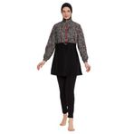 Remsa Desenli Tam Kapalı Tesettür Mayo R120 Dilay (Siyah, XL)