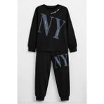 Remsa Erkek Çocuk Garson Boy Manşetli Pamuk Penye Pijama Takımı 4104 SIYAH01 - Siyah - Gri - 10 - 11 Yaş