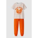 Remsa Erkek Çocuk Pamuk Penye Pijama Takımı 4277 Turuncu - 6 - 7 Yaş